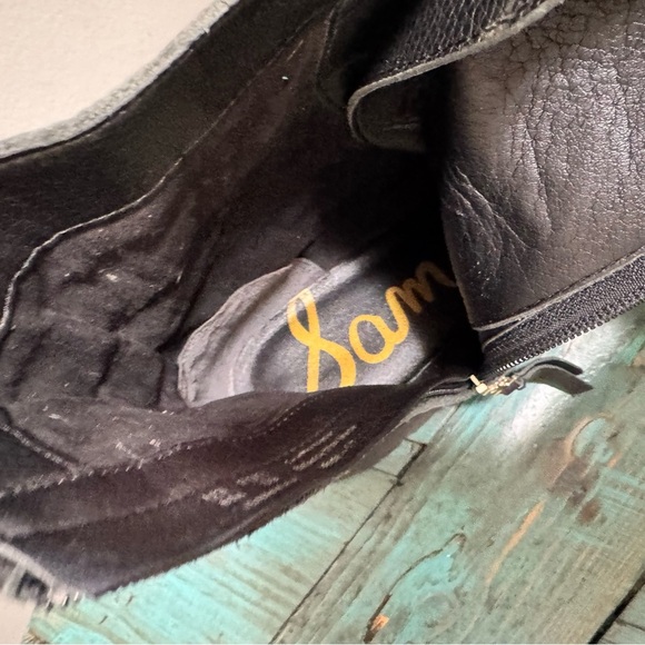 Sam Edelman Jennifer Black Leather Studded Moto Combat Boots Size 9 - Picture 11 of 14